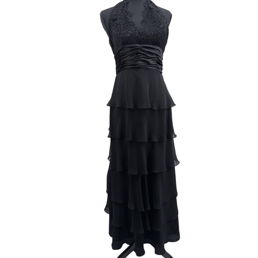 JS Boutique Women's Formal 4 Halter Black Fairy‎ Grunge Whimsigoth Vamp Y2K 90s